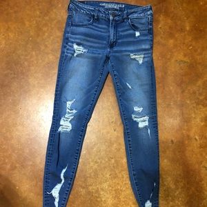 Ripped Denim Skinny Jeans| Dark Washed